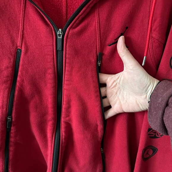 Jordan Jumpman RARE Red and Black Fleece Zip Sweatshirt Hoodie - Picture 2 of 9